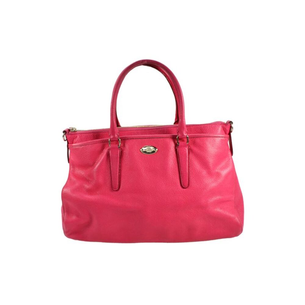 Coach Womens Leather Zip Medium Satchel Bag Handbag Hot Pink